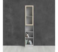 Dmora - Bibliothèque Alberte, Etagère de Bureau, Porte-Livre Mobile, Librairie, 41x28 h203 cm, Blanc et Chêne