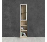 Dmora - Bibliothèque Alberte, Etagère de Bureau, Porte-Livre Mobile, Librairie, 41x28 h203 cm, Chêne et Blanc