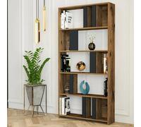 Dmora - Bibliothèque Algieba, Etagère de Bureau, Porte-Livre Mobile, Librairie, 90x20h180 cm, Noyer et Anthracite