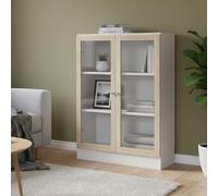 Dmora - Bibliothèque Aline, Etagère de Bureau, Porte-Livre Mobile, Librairie, 79x28 h107 cm, Blanc et Chêne