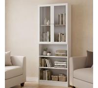 Dmora - Bibliothèque Alixane, Etagère de Bureau, Porte-Livre Mobile, Librairie, 79x28 h203 cm, Blanc