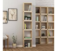 Dmora - Bibliothèque Ascella, Etagère de Bureau, Porte-Livre Mobile, Librairie, 32x22 h167 cm, Chêne et Blanc