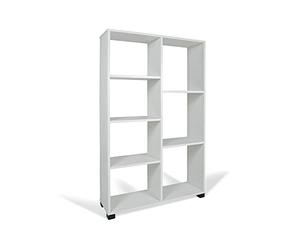 Dmora Bibliothèque asymétrique avec 7 étagères, Étagère pour livres et documents, Bibliothèque de rangement de bureau, Made in Italy, 90x24xh99 cm, couleur chêne blanchi