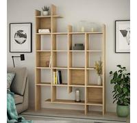 Dmora - Bibliothèque Chertan, Etagère de Bureau, Porte-Livre Mobile, Librairie, 122x26h188 cm, Chêne