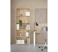 Dmora - Bibliothèque Desiree, Etagère de Bureau, Porte-Livre Mobile, Librairie, 80x34 h205 cm, Chêne Clair