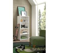 Dmora - Bibliothèque Giacinto, Bibliothèque avec 3 étagères réglables, Étagère à livres, Élément mural avec étagères, 100% Made in Italy, 60x30h130 cm, Blanc