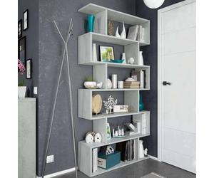 Dmora - Bibliothèque Joliet, Bibliothèque haute double face, Etagère de séparation avec 5 étagères, Etagère de bureau moderne, 80x24h192 cm, Gris béton