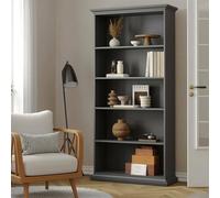 Dmora - Bibliothèque Mireille, Etagère de Bureau, Porte-Livre Mobile, Librairie, 96x37 h201 cm, Gris
