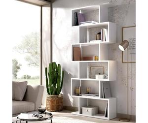 Dmora - Bibliothèque Misma, Etagère de Bureau Polyvalente, Bibliothèque avec 5 étagères, 80x25h190 cm, Blanc