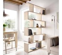 Dmora - Bibliothèque Misma, Etagère de bureau polyvalente, Bibliothèque avec 5 étagères, 80x25h190 cm, Chêne