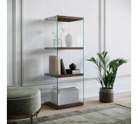 Dmora - Bibliothèque Protea, Etagère de Bureau, Porte-Livre Mobile, Librairie, 40x35h120 cm, Noyer