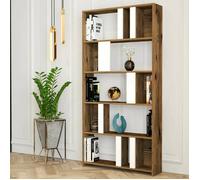 Dmora - Bibliothèque Scapolita 90x20xh180 cm noyer blanc Panneau effet bois