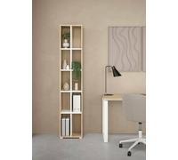 Dmora - Bibliothèque Sophie, Etagère de Bureau, Porte-Livre Mobile, Librairie, 41x34 h205 cm, Chêne Clair et Blanc