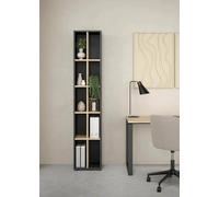 Dmora - Bibliothèque Sophie, Etagère de Bureau, Porte-Livre Mobile, Librairie, 41x34 h205 cm, Chêne et Gris