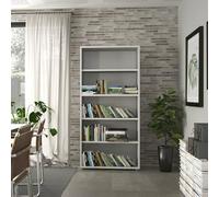 Dmora - Bibliothèque Stephane, Etagère de Bureau, Porte-Livre Mobile, Librairie, 89x40 h186 cm, Blanc