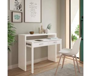 Dmora Billings Bureau avec plateau extensible, bureau pour PC avec 2 tiroirs, 99 x 36 x 88 cm, blanc