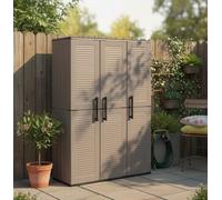Dmora Bilzen Armoire d'extérieur multi-usages, 100 % fabriquée en Italie, gris et noir, finition rayures, 102 x 37 x 163 cm