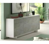 Dmora - Buffet Agrifoglio, Buffet de Salon, Buffet de Salon avec 3 Portes et 1 tiroir, 100% Made in Italy, 170x42h78 cm, Blanc et Ciment