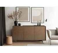 Dmora - Buffet Agrifoglio, Buffet de Salon, Buffet de Salon avec 3 Portes et 1 tiroir, 100% Made in Italy, 170x42h78 cm, Marron et Noyer