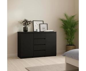 Dmora - Buffet Alix, Buffet du Salon, Commode de Salon, Garde-Manger de Cuisine, 121x50 h91 cm, Noir