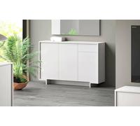 Dmora - Buffet Aneto, Buffet de Salon, Buffet de Salon avec 3 Portes et 1 tiroir, 100% Made in Italy, 134x35h87 cm, Blanc