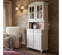 Dmora - Buffet avec Deux Portes et Deux tiroirs, Couleur Blanche, 88 x 198 x 32 cm