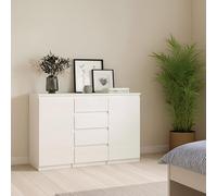 Dmora Buffet avec Portes et tiroirs, Couleur Blanc Brillant, 120 x 90 x 50 cm