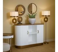 Dmora - Buffet Bianze, Buffet du Salon, Commode de Salon, Garde-Manger de Cuisine, 121x41 h90 cm, Blanc et Marron