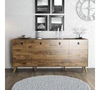 Dmora - Buffet Dagon, Buffet du Salon, Commode de Salon, Garde-Manger de Cuisine, 180x45 h80 cm, Noyer