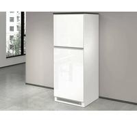 Dmora - Buffet de Cuisine Plinio, Armoire Polyvalente, Meuble de kitchenette, Support réfrigérateur Multifonctionnel, 100% Made in Italy, 60x60h165 cm, Blanc Brillant et Ardoise