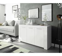 Dmora - Buffet de salon Bellevue Meuble TV Armoire moderne 3 portes, 144x42x80 cm, Blanc