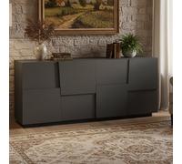 Dmora - Buffet de salon Yago, Buffet moderne avec 4 portes, 200 x 44 h86 cm, Anthracite