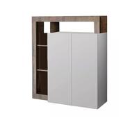 Dmora Buffet design moderne avec 2 portes et étagères, Meuble de rangement, Buffet de cuisine, Buffet Made in Italy, 108x42h127 cm, Couleur Blanc et Poire