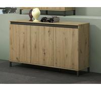 Dmora - Buffet Dodoma, Buffet du Salon, Commode de Salon, Garde-Manger de Cuisine, Made in Italy, 138x40h90 cm, Blanc Brillant et Anthracite