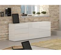 Dmora - Buffet Elio, Buffet de cuisine avec 1 porte et 6 tiroirs, Buffet de salon, Buffet de cuisine, 100% Made in Italy, 170x40h35 cm, Blanc brillant