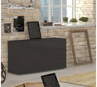 Dmora - Buffet Enrico, Buffet de cuisine avec 1 porte et 3 tiroirs, Buffet de salon, Buffet de cuisine, 100% Made in Italy, 110x40h35 cm, Anthracite Brillant