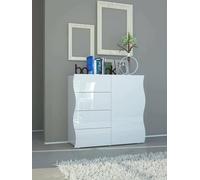 Dmora - Buffet Giuseppe, Buffet de cuisine avec 4 portes et 1 tiroir, Buffet de salon, 100% Made in Italy, 90x40h81 cm, Blanc brillant