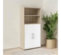 Dmora - Buffet Louna, Buffet du Salon, Commode de Salon, Garde-Manger de Cuisine, 89x40 h186 cm, Chêne et Blanc