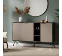 Dmora - Buffet Perseus, Buffet du Salon, Commode de Salon, Garde-Manger de Cuisine, 142x36h83 cm, Anthracite et Beige