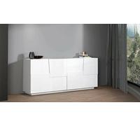 Dmora - Buffet Salon Moderne à 4 Portes, 200x44x86 cm, Blanc Brillant