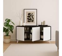 Dmora - Buffet Weddell, Buffet du Salon, Commode de Salon, Garde-Manger de Cuisine, 154x40h72 cm, Anthracite et Blanc