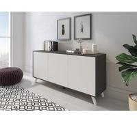 Dmora - Buffet Weddell, Buffet du Salon, Commode de Salon, Garde-Manger de Cuisine, 154x40h72 cm, Anthracite et Blanc