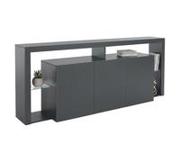 Dmora - Buffet Willer, Salon 3 Portes Moderne, 100% Made in Italy, 200x40h80 cm, Anthracite