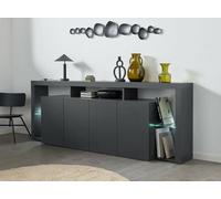 Dmora - Buffet Wilmer, Buffet de Salon 4 Portes, Buffet de Salon, Buffet Moderne, 100% Made in Italy, 220x40h80 cm, Anthracite