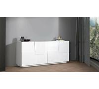Dmora - Buffet Yago, Buffet de Salon, Buffet de Salon Moderne avec 4 Portes, 200x44h86 cm, Blanc Brillant