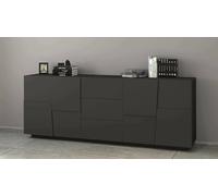 Dmora - Buffet Yoel, Buffet de Salon, Buffet de Salon avec 4 Portes et 3 tiroirs, 220x44h86 cm, Anthracite