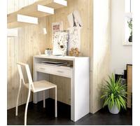 Dmora - Bureau Abarath 99 x 70 x h 88 cm blanc brillant Panneau effet bois