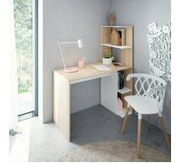 Dmora - Bureau Abba 110 x 52 x h 136 cm blanc chêne Panneau effet bois