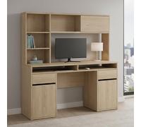 Dmora - Bureau Agnella, Pupitre Polyvalent, Table de Bureau pour PC, Plan de Travail, 149x48 h156 cm, Chêne Clair