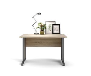 Dmora Bureau Albertine, Bureau Multi-usages, Table pour Bureau, Porte PC, Plan de Travail, 120 x 80 h75 cm, Gris et chêne, Panneau aggloméré mélaminé
